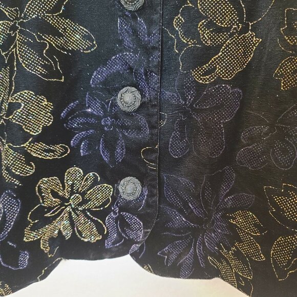 Norton McNaughton Jacket Womens Size 4P Black Velvet Floral Glitter Formal Party - Picture 4 of 12